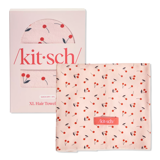 Kitsch Extra Large Quick-Dry Hair Towel Wrap - Cherry Print