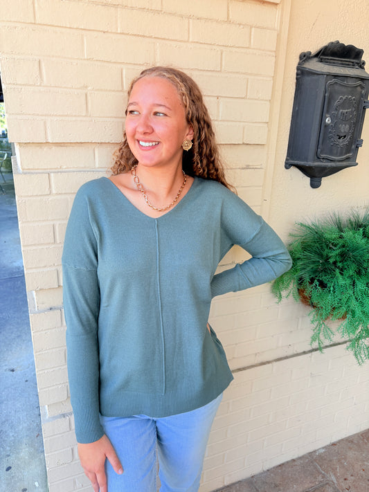Super Soft Front Seam Sweater - Ash Jade