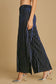 Full Size Elastic Waist Striped Wide Leg Velvet Pants ONLINE ONLY