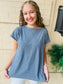 Pleat Back Tunic Top - Denim