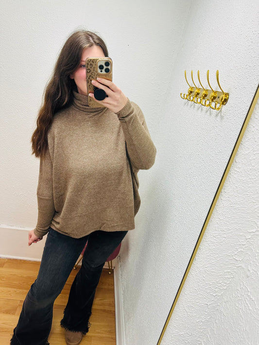 Brushed Melange Hacci Turtleneck Sweater