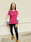 Color Block Waffle Knit Top - Burgundy