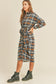 Plaid Flannel Front Tie Button Down Shirt Dress