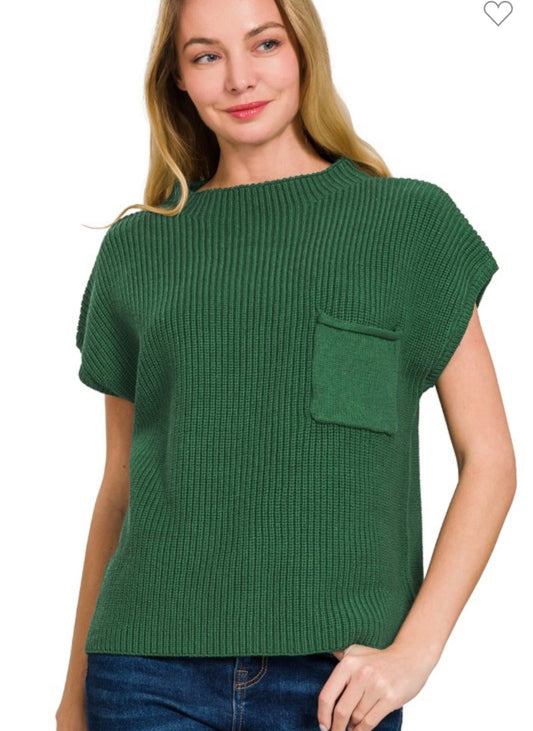 Mock Neck Short Sleeve Sweater