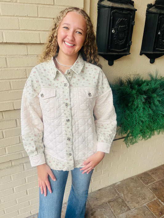 Oversized Floral Printed Cotton Jacket