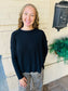 Rib Boat Neck Long Sleeve Top