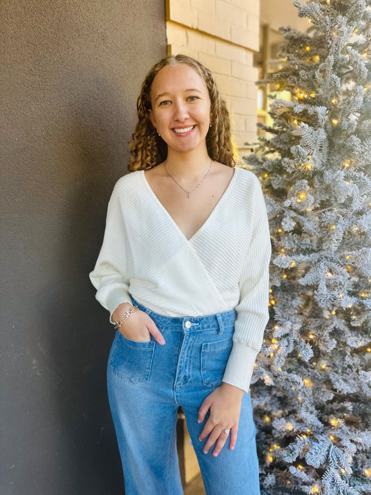 Long Sleeve Sweater Bodysuit - Ivory