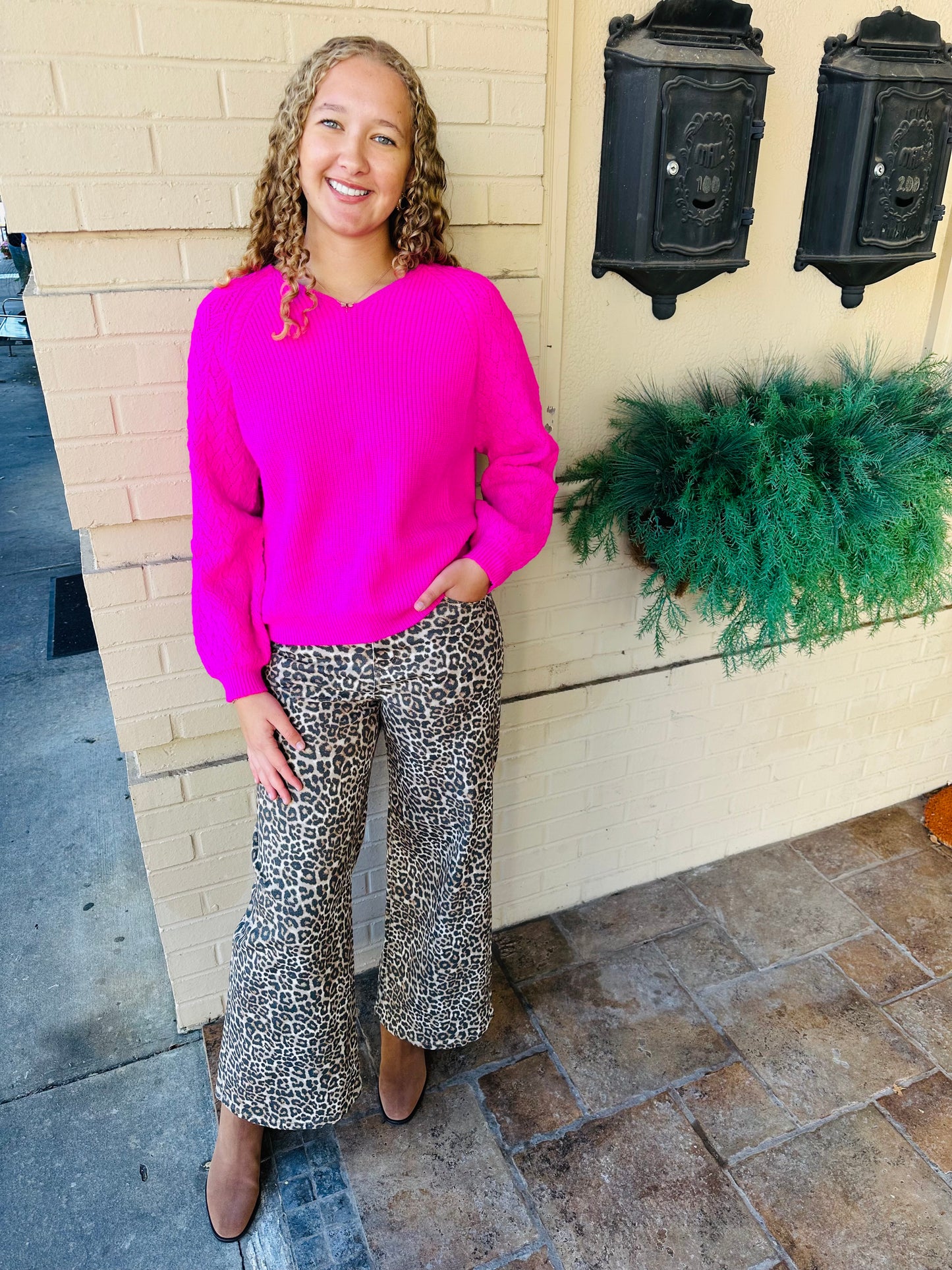 V Neck Ribbed Knit Sweater