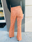 Textured Floral Pattern Pants - Camel