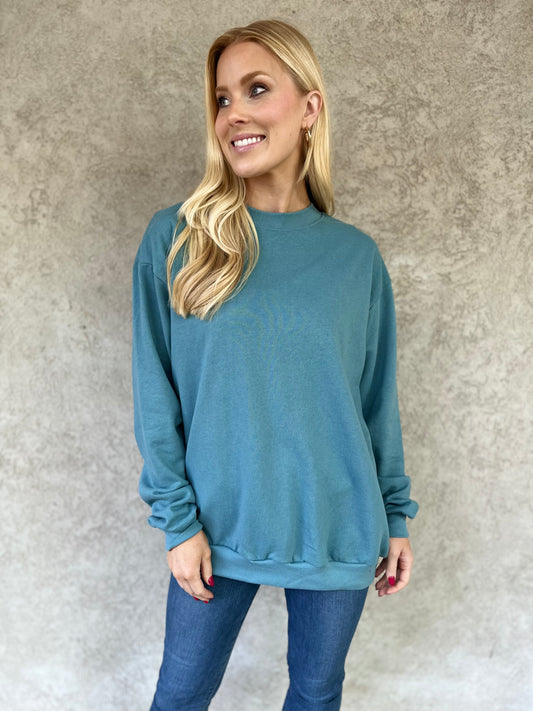 Relaxed Oversized Pullover Sweatshirt - Teal