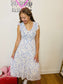 Floral V-Neck Smocked Midi Dress - Blue