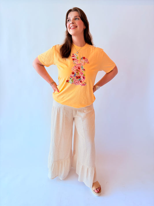 Floral Easter Bunny Graphic Tee - Butter