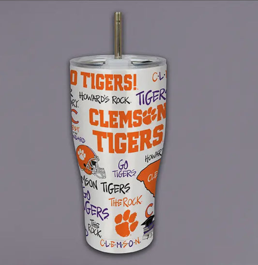 30oz Clemson Metal Tumbler