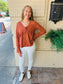 Dotted Ruffled Bell Sleeve V - Neck Blouse - Camel