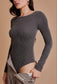 Long Sleeve Back Scoop Bodysuit - Charcoal