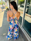 A Printed Woven Jumpsuit - Navy