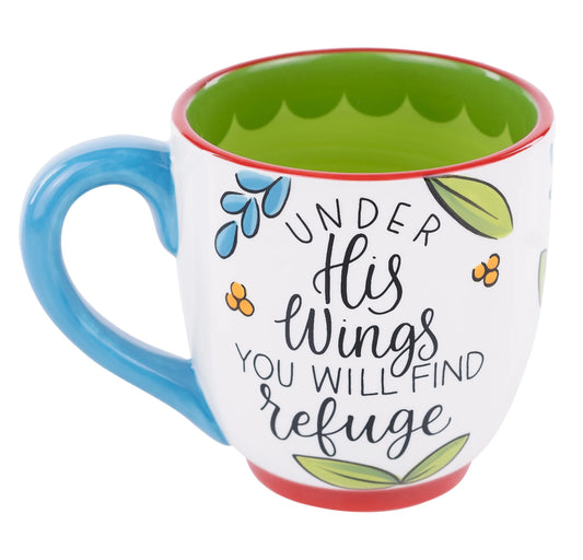 Under His Wings Red Bird Mug