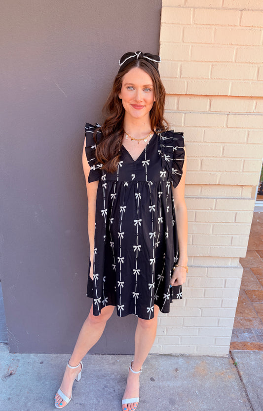 Bow Printed Sleeveless Dress