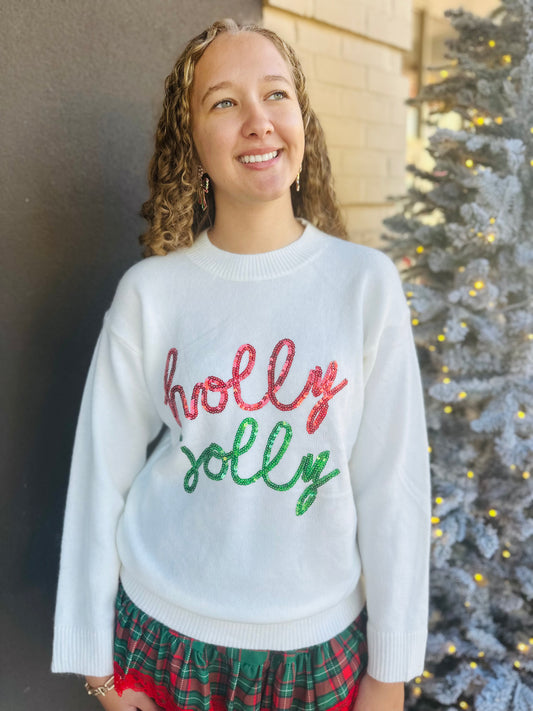 Holiday Christmas Sweater - Holly Jolly