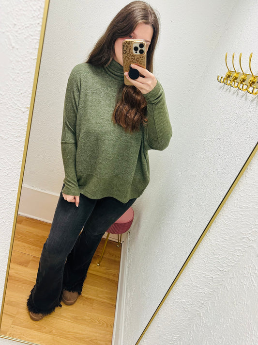 Brushed Melange Hacci Turtleneck Sweater
