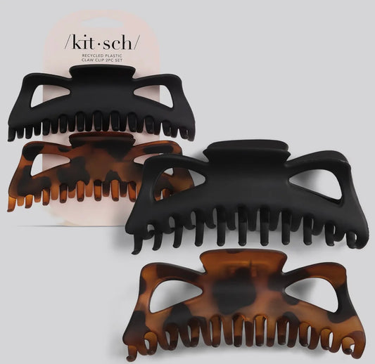 Kitsch Jumbo Classic Claw Clips 2pc - Black & Tort