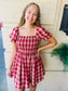 Plaid Smocked Puff Sleeve Dress
