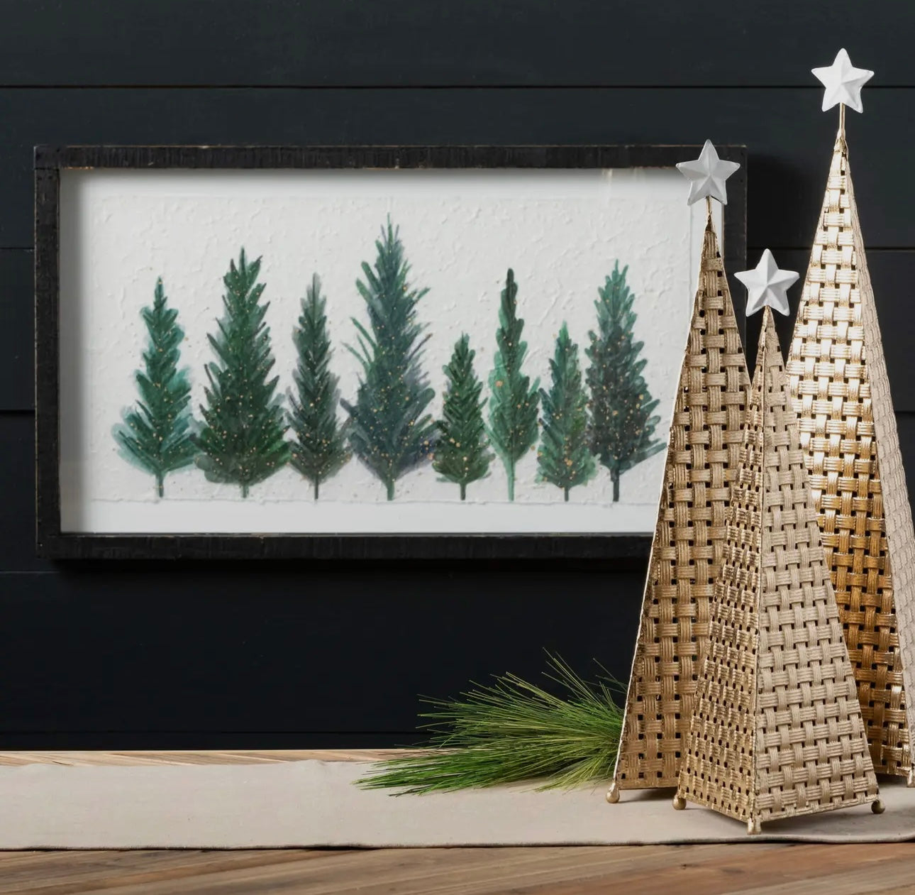 Gold Woven Cone Tree Set Of 3