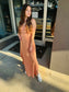 Sleeveless Curved Hem Dress - Copper Tan