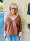 Washed Cotton Henley Top - Mocha