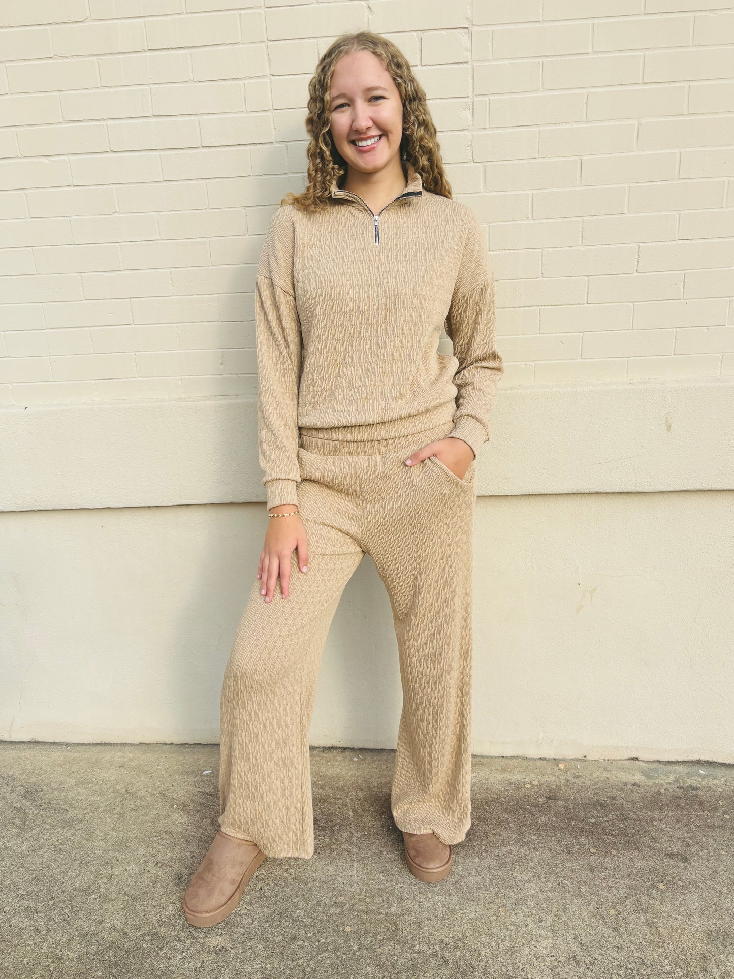 Rib Knit Sweatpants - Taupe