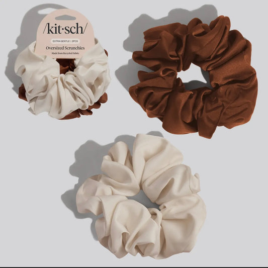 Kitsch Cream & Camel Oversized Scrunchies