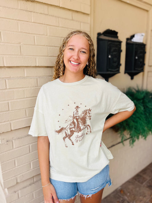 Western Relaxed Short Sleeve Tee - Oatmeal