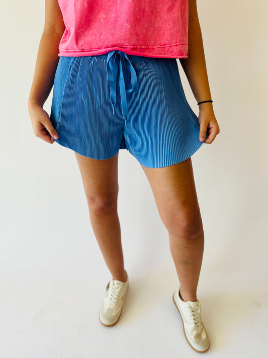 Pleated Comfy Shorts - Blue