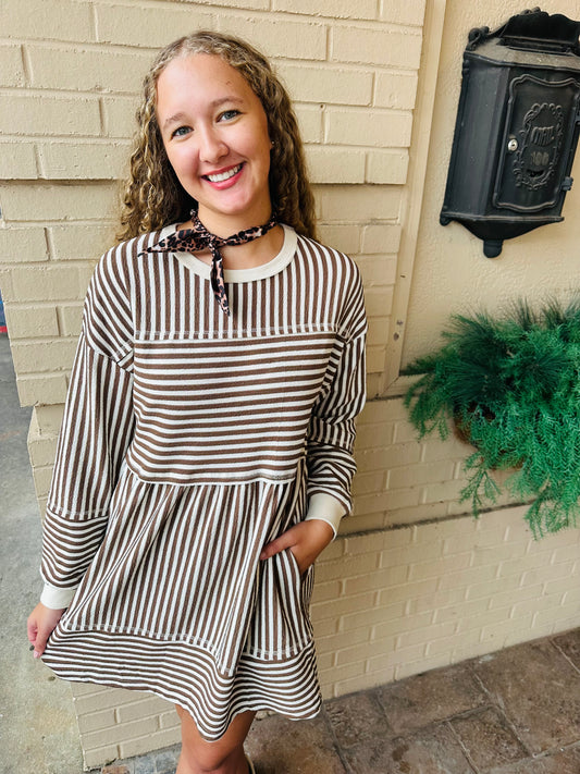 Oversized Striped Casual Knit Dress