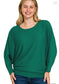 Ribbed Batwing Boat Neck Sweater