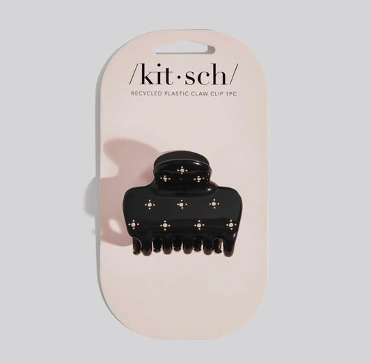 Kitsch Recycled Plastic Rhinestone Medium Puffy Claw Clip - Black