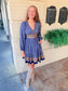 Border Print Mini Dress - Navy