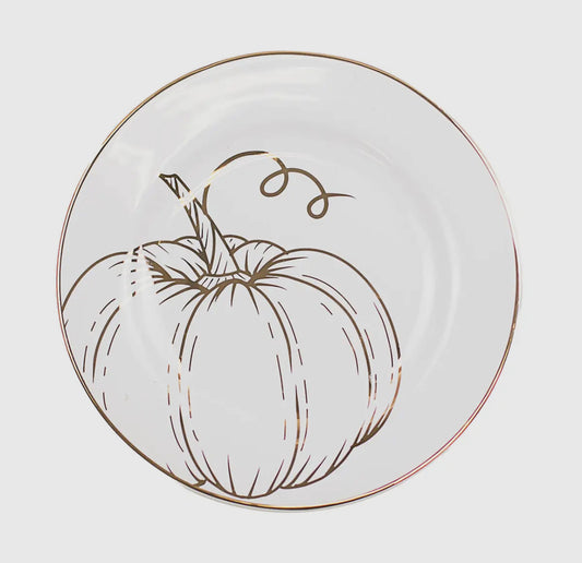 Pumpkin Gold and White Round Plates