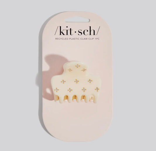 Kitsch Recycled Plastic Rhinestone Medium Puffy Claw Clip - Ivory
