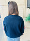 Bow Pattern Knit Sweater - Navy