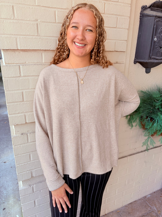Ribbed Dolman Sweater Top - H Mocha