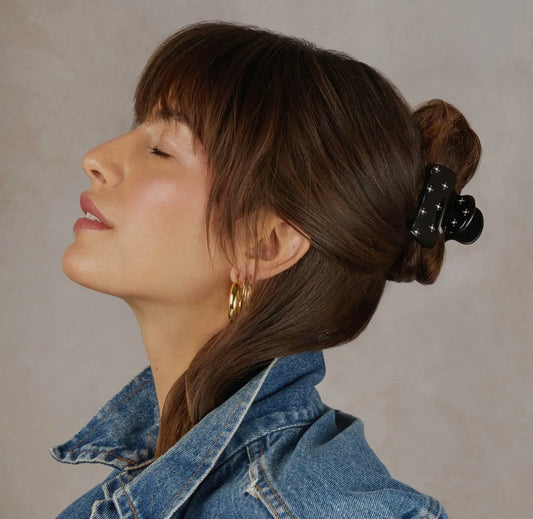 Kitsch Recycled Plastic Rhinestone Medium Puffy Claw Clip - Black