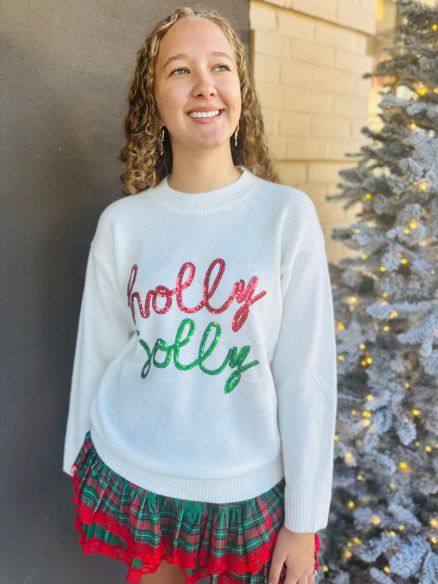 Holiday Christmas Sweater - Holly Jolly