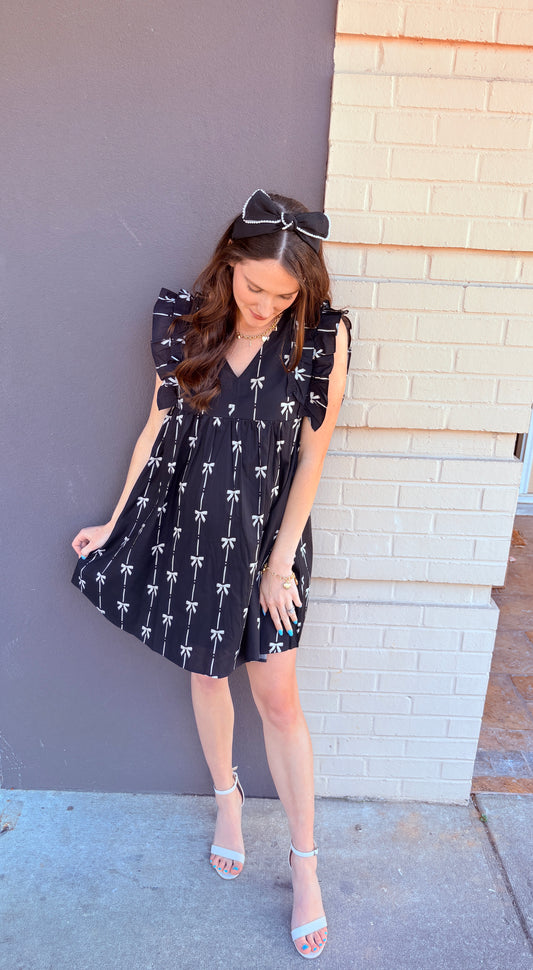Bow Printed Sleeveless Dress