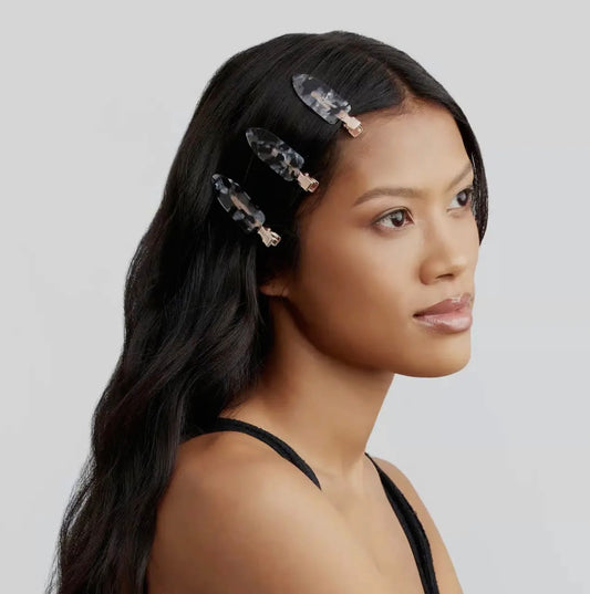 Kitsch Eco-Friendly Creaseless Clips 4pc Set - Black Terrazzo