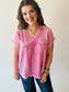 Washed Gauze Top - Candy Pink