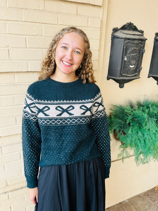 Holiday Knit Sweater - Hunter Green