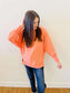 Brushed Melange Hacci Oversized Sweater - Coral