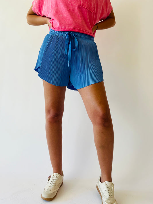 Pleated Comfy Shorts - Blue