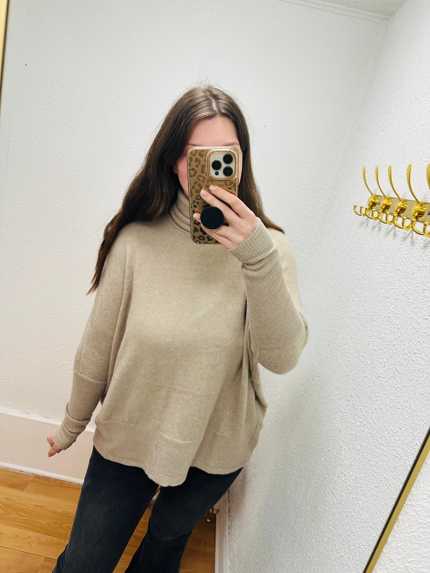 Brushed Melange Hacci Turtleneck Sweater